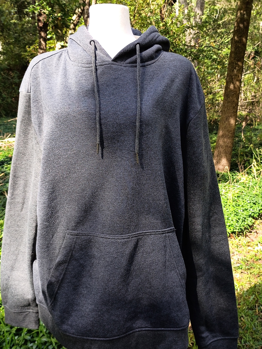 Angela Bebe Charcoal Dark Heather Gray Oversized Fleece Pullover Hoodie Style H9